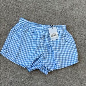 Princess Polly — Light Blue Gingham High Waist Shorts